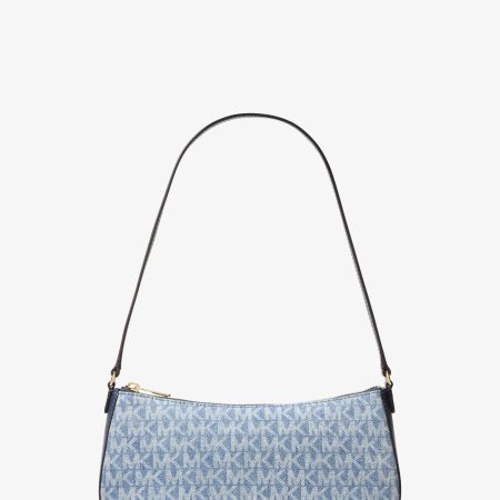 Michael Kors Sammy Small Signature Logo Print Denim Pochette - Preorder — Lt Vtblu Wsh