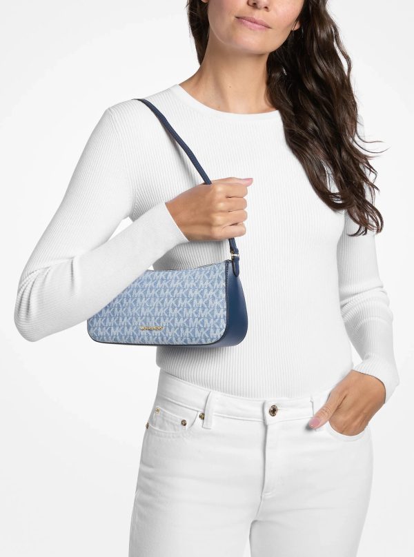 Michael Kors Sammy Small Signature Logo Print Denim Pochette - Preorder