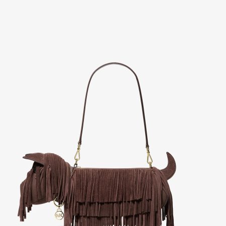 Michael Kors Scottie Dog Small Suede Shoulder Bag - Preorder — Nutmeg