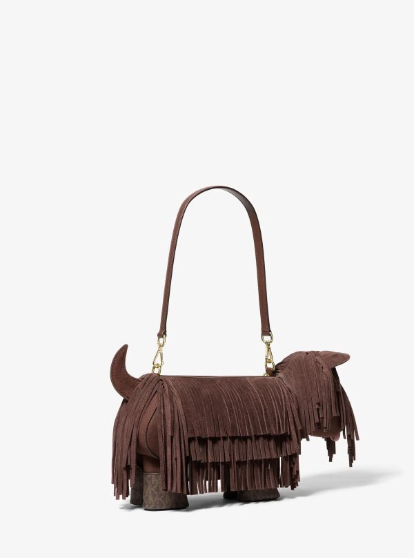 Michael Kors Scottie Dog Small Suede Shoulder Bag - Preorder