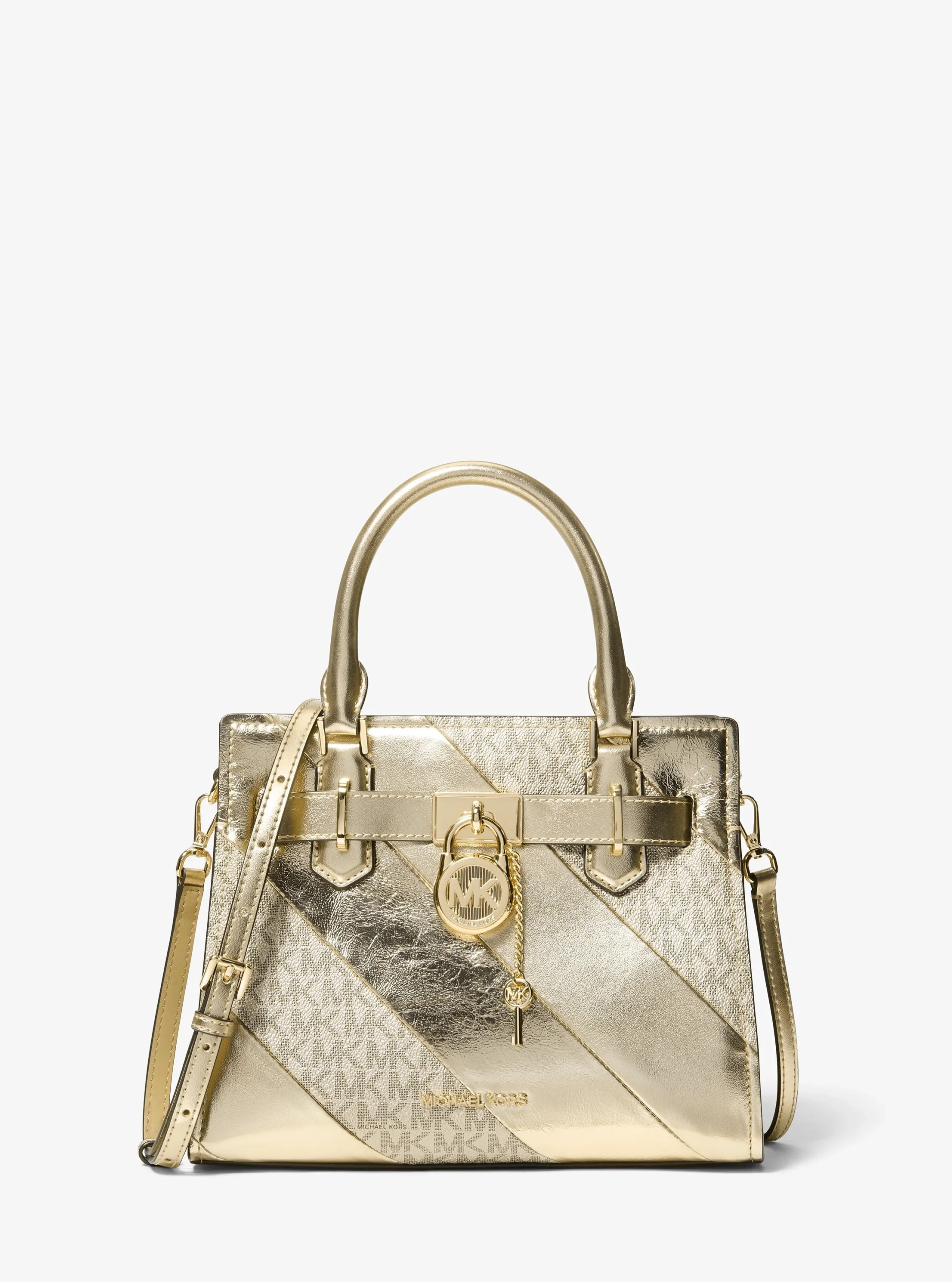 Michael Kors Landon Small Metallic and Signature Logo Satchel - Preorder