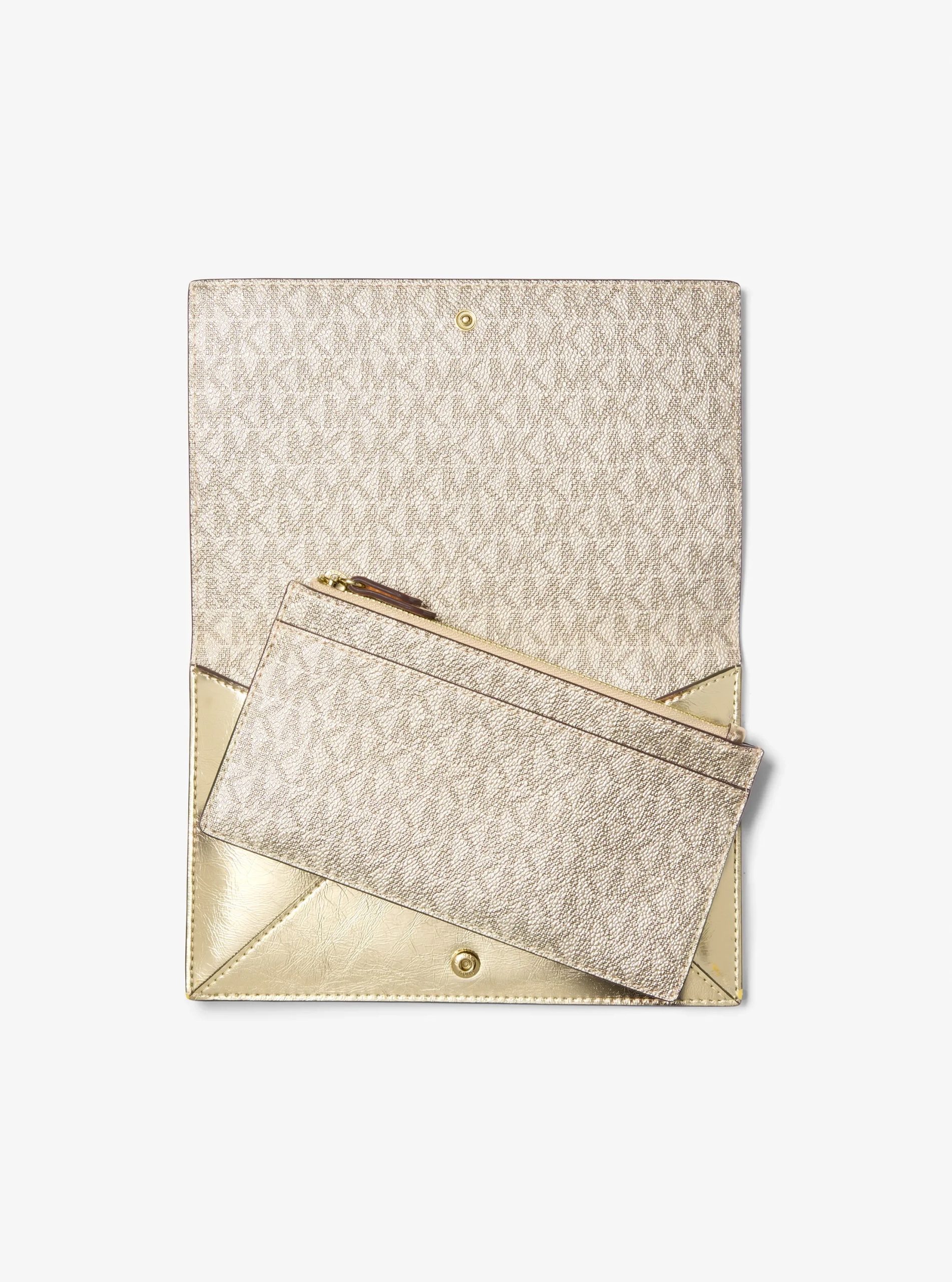 Michael Kors Jet Set Travel Small Metallic and Signature Logo 2-in-1 Clutch - Preorder