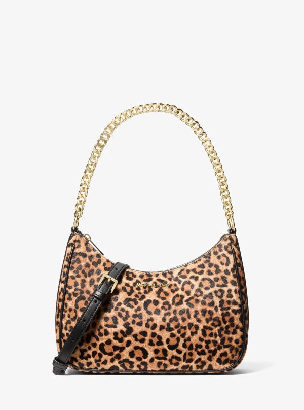 Michael Kors Jet Set Travel Large Leopard Print Calf Hair Convertible Pochette - Preorder