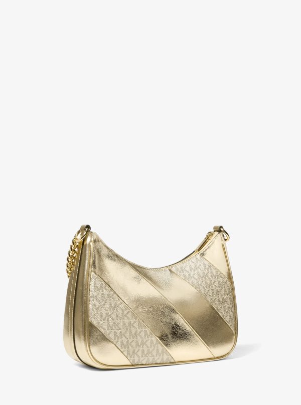 Michael Kors Jet Set Travel Large Metallic and Signature Logo Convertible Crossbody Bag - Preorder
