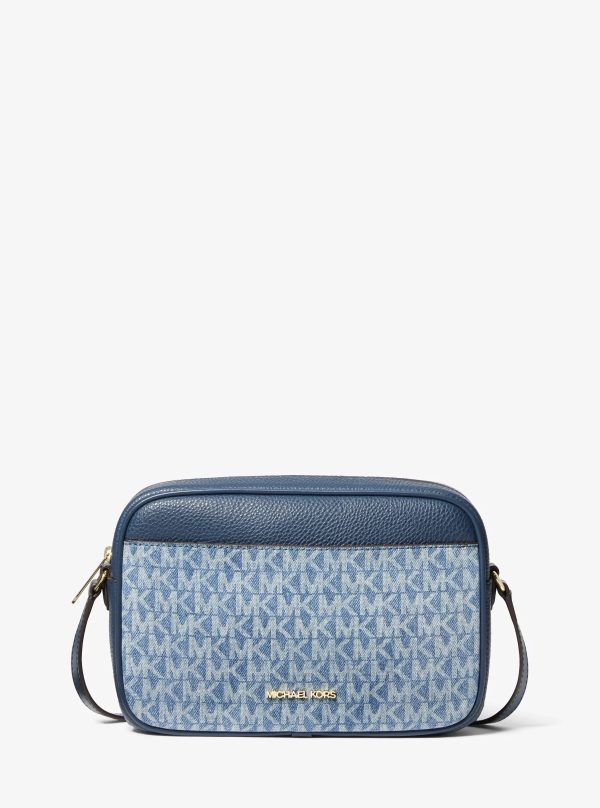 Michael Kors Jet Set Travel Signature Logo Print Denim Camera Crossbody Bag - Preorder