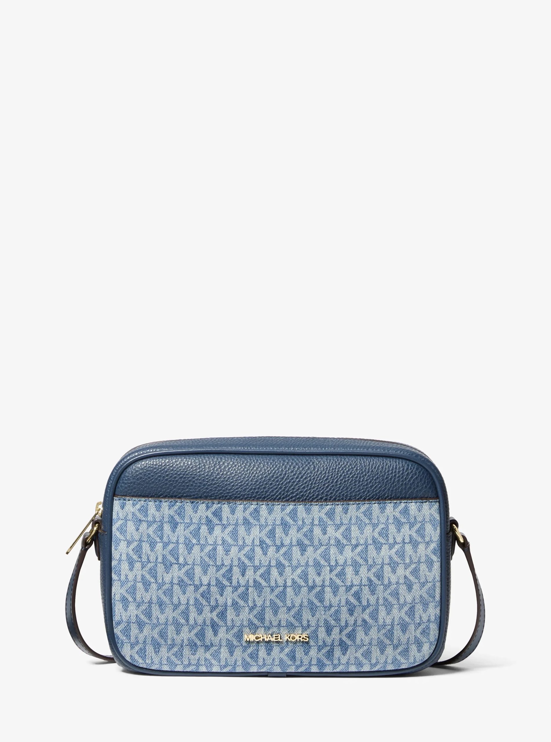 Michael Kors Jet Set Travel Signature Logo Print Denim Camera Crossbody Bag - Preorder