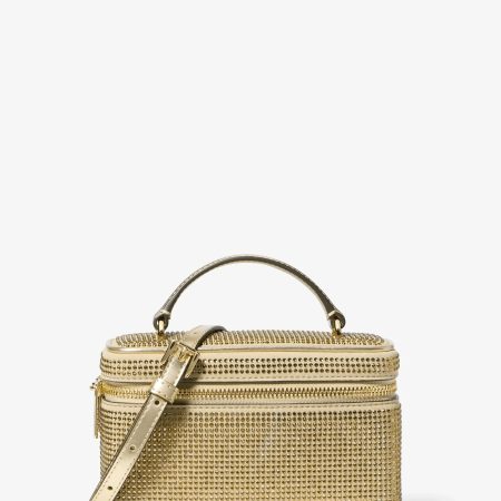 Michael Kors Vivi Small Crystal Embellished Vanity Crossbody Bag - Preorder — Pale Gold