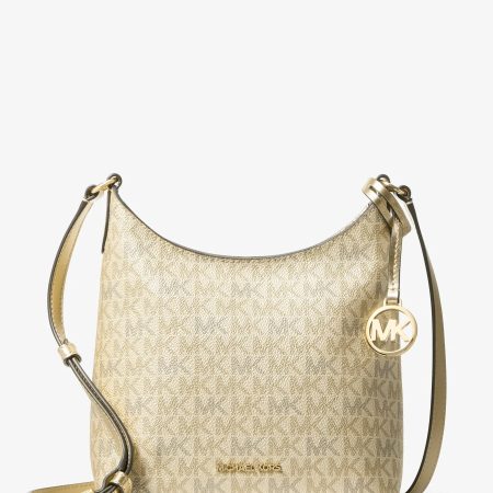 Michael Kors Maya Small Metallic Signature Logo Crossbody Bag - Preorder — Pale Gold