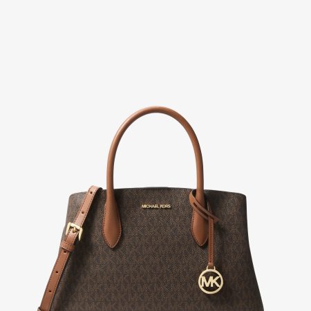 Michael Kors Maya Medium Signature Logo Satchel - Preorder — Brown