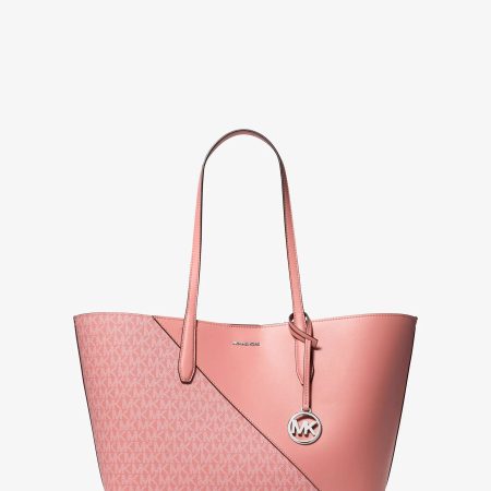 Michael Kors Avalon Medium Signature Logo and Smooth Tote Bag - Preorder — Sunset Rose