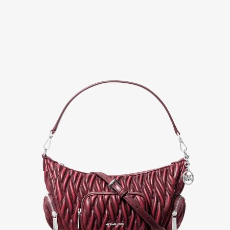 Michael Kors Merritt Small Matelassé Convertible Shoulder Bag - Preorder — Maroon