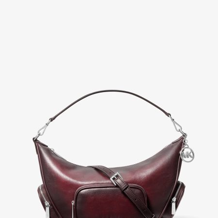 Michael Kors Merritt Medium Burnished Convertible Shoulder Bag - Preorder — Maroon