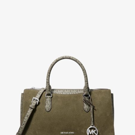 Michael Kors Arden Medium Signature Logo Top-Zip Satchel - Preorder — Olive
