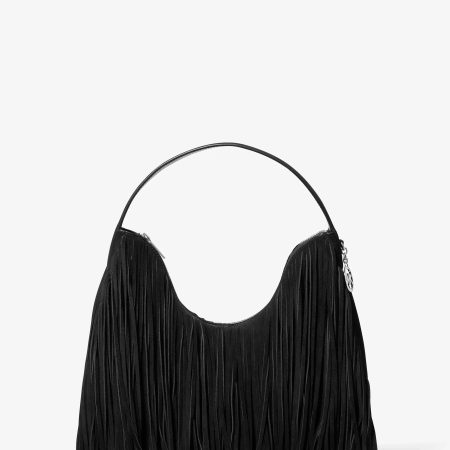 Michael Kors Nayla Medium Fringed Suede Hobo Shoulder Bag - Preorder — Black