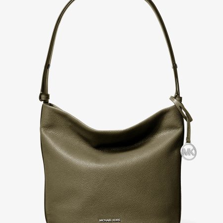 Michael Kors Roey Medium Pebbled Leather Bucket Messenger Bag - Preorder — Olive