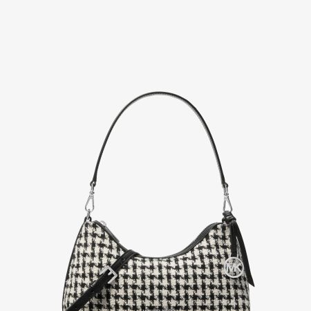 Michael Kors Sammy Small Woven Houndstooth Convertible Crossbody Bag - Preorder — Black Light Cream