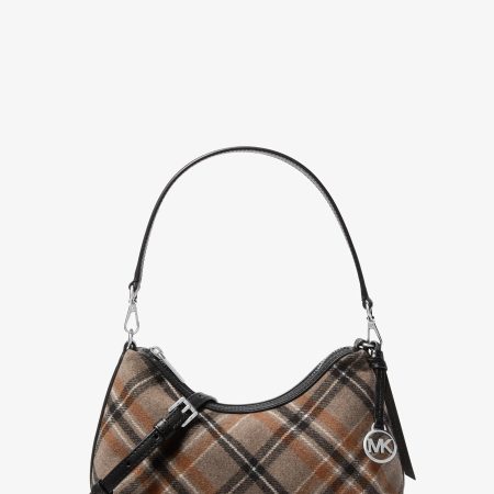 Michael Kors Sammy Small Plaid Print Wool Blend Convertible Crossbody Bag - Preorder — Black