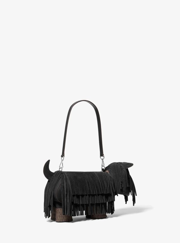 Michael Kors Scottie Dog Small Suede Shoulder Bag - Preorder