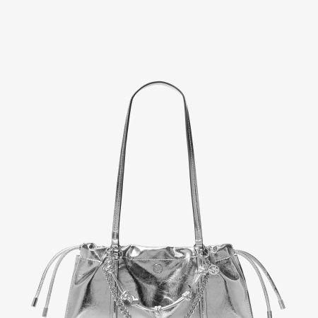 Michael Kors Matilda Small Metallic Cinched Shoulder Bag - Preorder — Silver