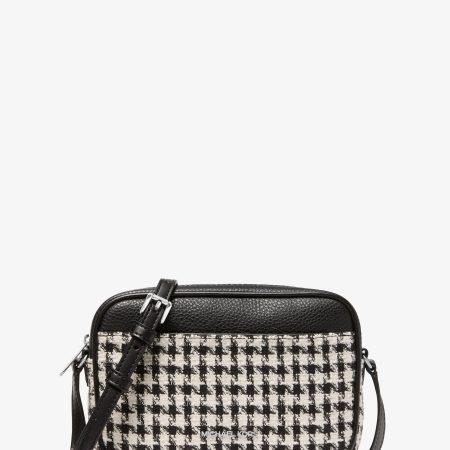 Michael Kors Jet Set Travel Small Houndstooth Crossbody Bag - Preorder — Black Light Cream