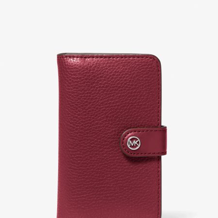 Michael Kors Jet Set Travel Medium Pebbled Leather Wallet - Preorder — Maroon