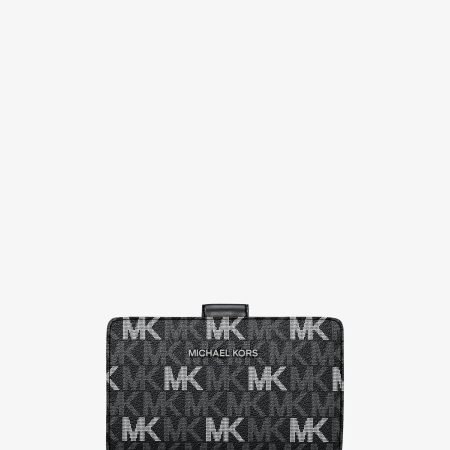 Michael Kors Jet Set Travel Medium Signature Logo Billfold Wallet - Preorder — Black