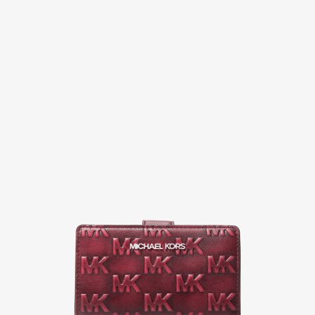 Michael Kors Jet Set Travel Medium Logo Embossed Wallet - Preorder — Maroon