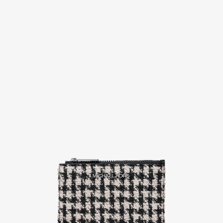 Michael Kors Jet Set Travel Houndstooth Woven Card Case - Preorder — Black Light Cream