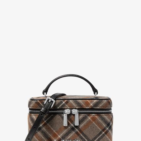 Michael Kors Vivi Small Plaid Print Wool Blend Vanity Crossbody Bag - Preorder — Black