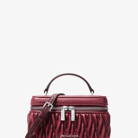 Michael Kors Vivi Small Matelassé Burnished Vanity Crossbody Bag - Preorder — Maroon
