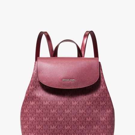 Michael Kors Maya Medium Signature Logo Backpack - Preorder — Maroon