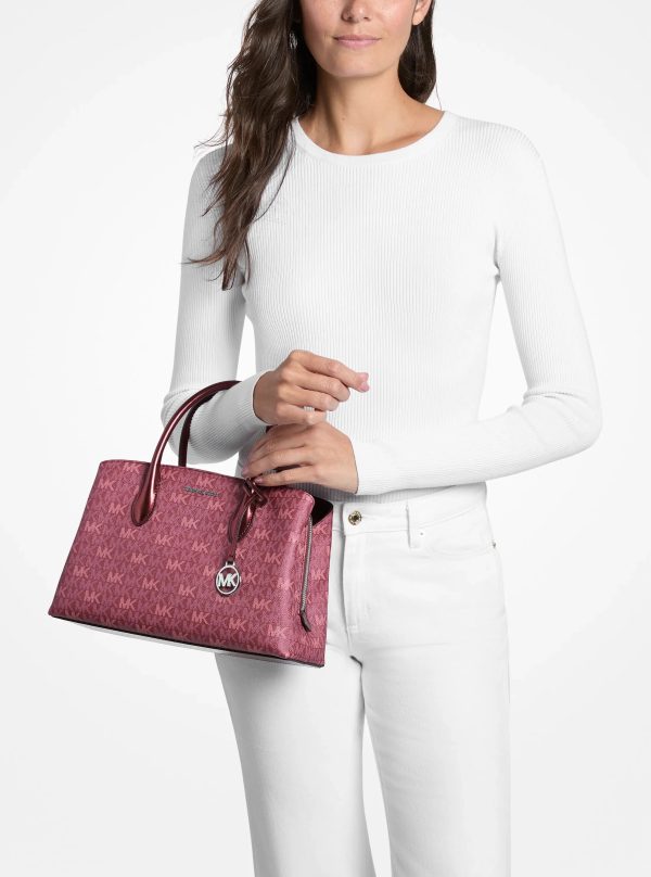 Michael Kors Maya Medium Metallic Signature Logo Satchel - Preorder