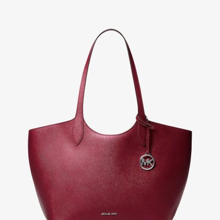 Michael Kors Maya Large Metallic Tote Bag - Preorder — Maroon
