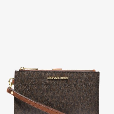 Michael Kors Jet Set Travel Signature Logo Smartphone Wallet - Preorder — Brown