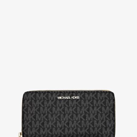 Michael Kors Jet Set Large Signature Logo Smartphone Wallet - Preorder — Black