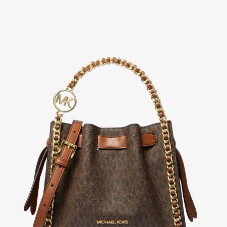 Michael Kors Mina Small Signature Logo Chain Crossbody Bag - Preorder — Brown