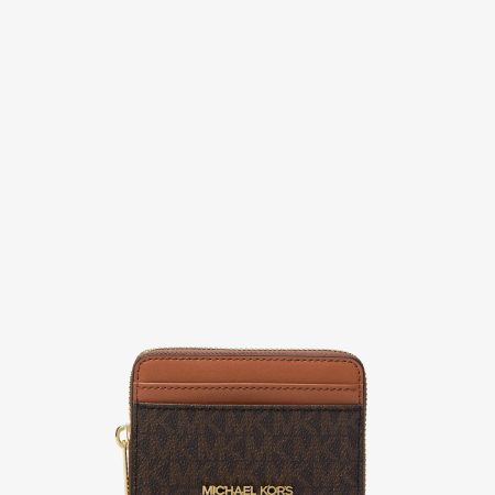 Michael Kors Jet Set Travel Medium Logo Zip-Around Card Case - Preorder — Brown