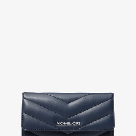 Michael Kors Jet Set Travel Large Quilted Tri-Fold Wallet - Preorder — Navy
