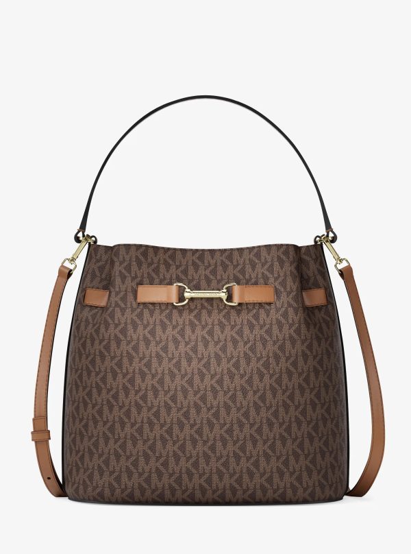 Michael Kors Carson Medium Signature Logo Convertible Bucket Crossbody Bag - Preorder