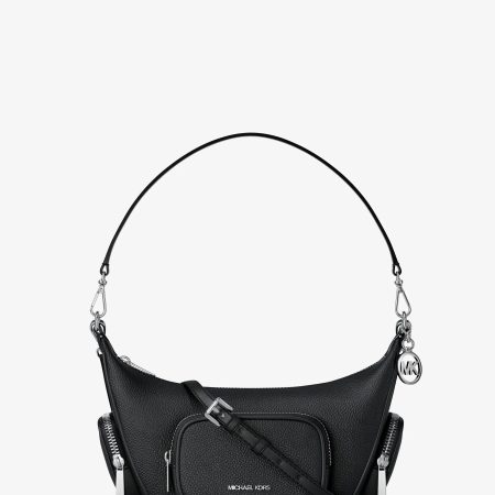 Michael Kors Merritt Small Pebbled Leather Convertible Crossbody Bag - Preorder — Black