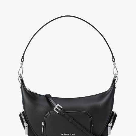Michael Kors Merritt Medium Pebbled Leather Convertible Shoulder Bag - Preorder — Black