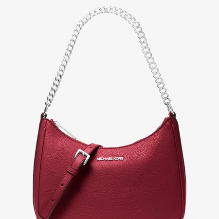 Michael Kors Jet Set Large Pebbled Leather Convertible Crossbody Bag - Preorder — Maroon