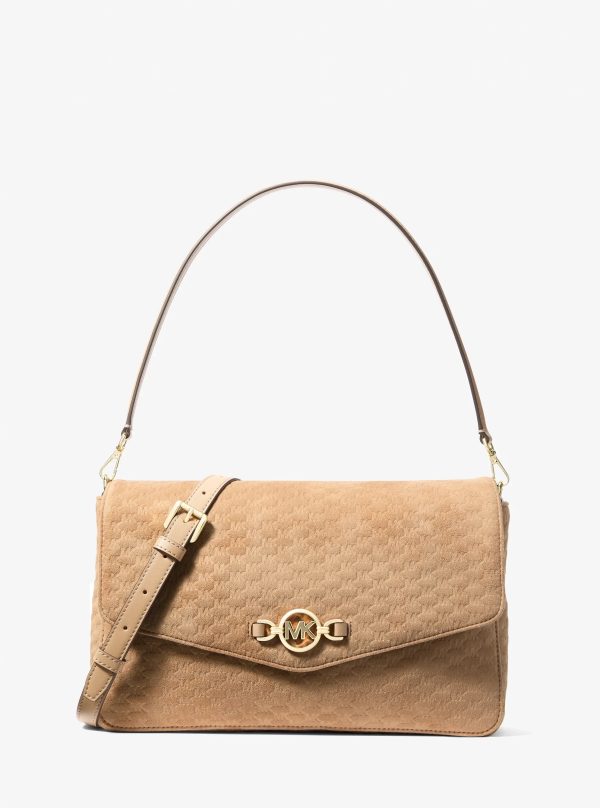 Michael Kors Kacey Large Logo Debossed Microsuede Convertible Crossbody Bag - Preorder