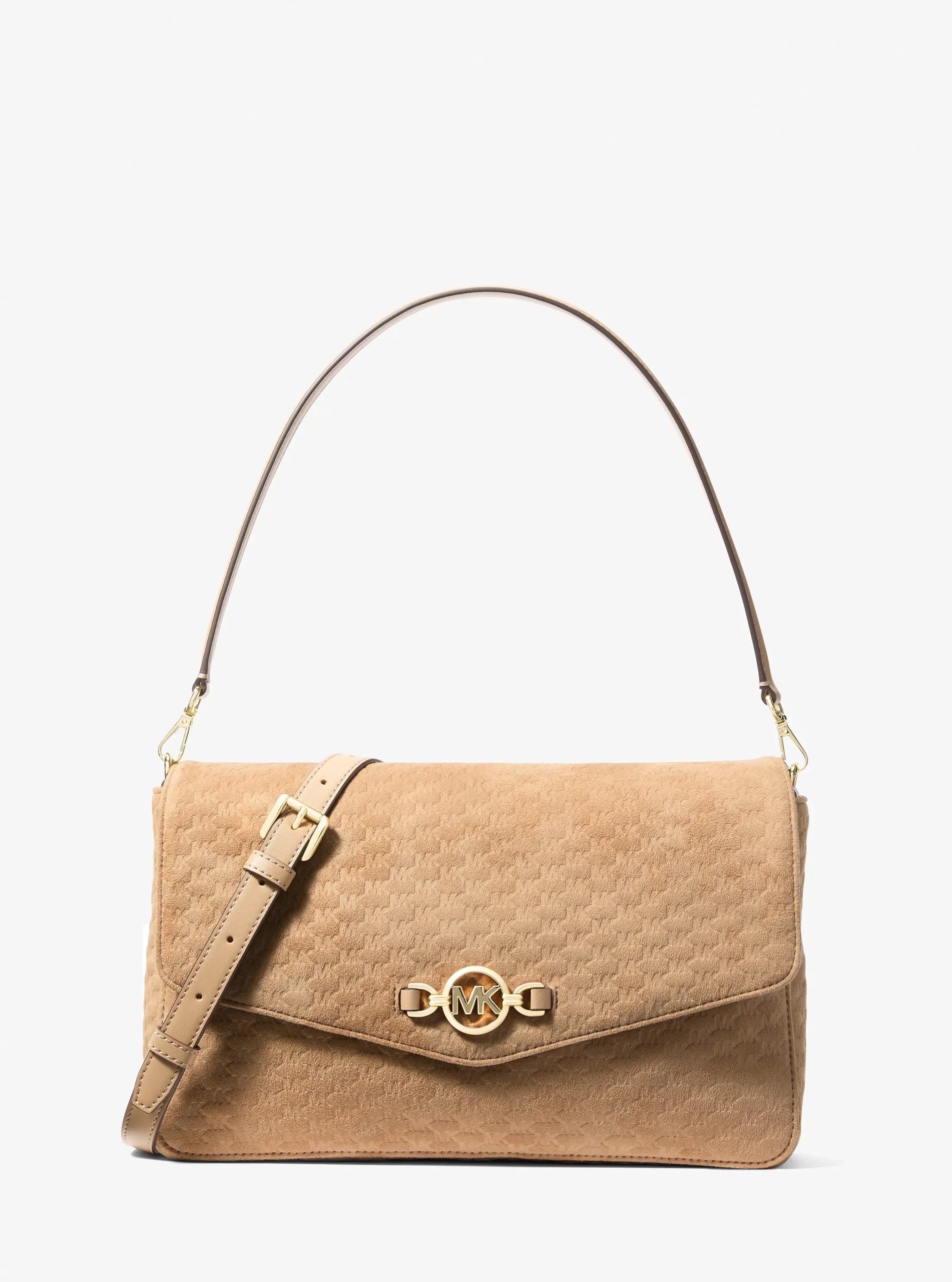 Michael Kors Kacey Large Logo Debossed Microsuede Convertible Crossbody Bag - Preorder