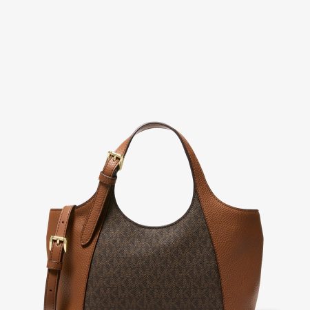 Michael Kors Bernie Small Signature Logo Satchel - Preorder — Brown