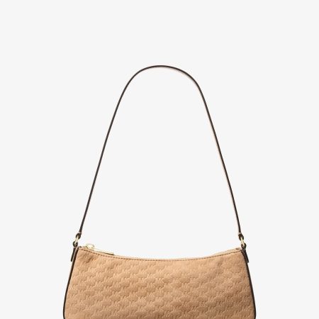 Michael Kors Sammy Small Logo Debossed Polyester Microsuede Pochette - Preorder — Camel