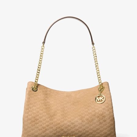Michael Kors Christina Medium Logo Debossed Microsuede Messenger Bag - Preorder — Camel