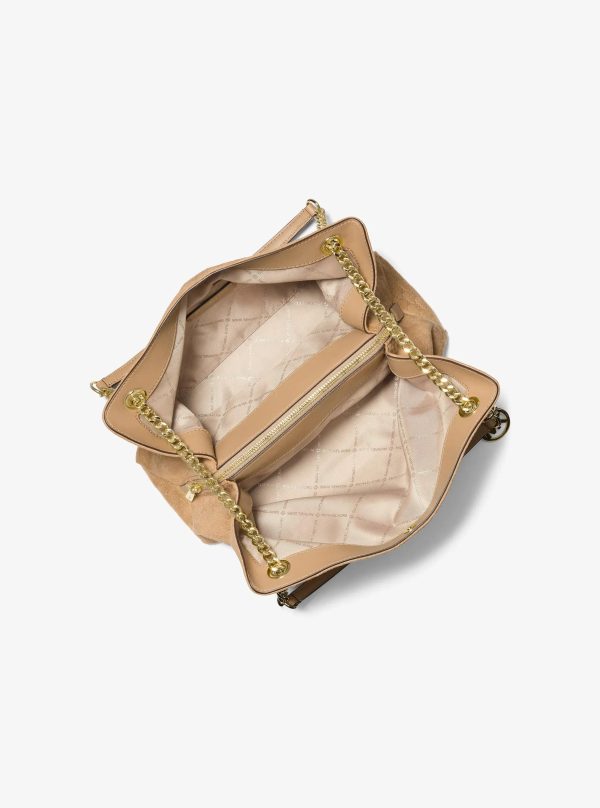 Michael Kors Christina Medium Logo Debossed Microsuede Messenger Bag - Preorder