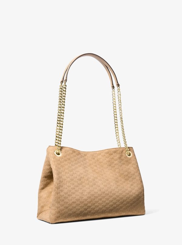 Michael Kors Christina Medium Logo Debossed Microsuede Messenger Bag - Preorder