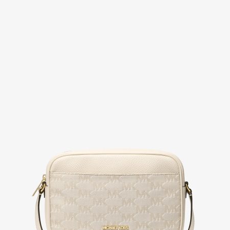 Michael Kors Jet Set Travel Large Logo Jacquard Camera Crossbody Bag - Preorder — Lt Cream